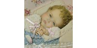 Cadre bébé rose montage 3 D antique